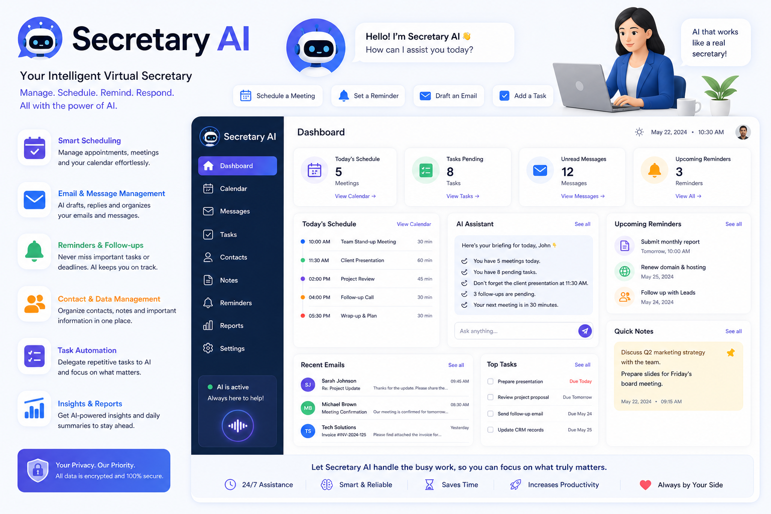 Secretary AI service
